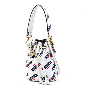 Fendi Montresor leather metal Crossbody Bag white Navy Blue red gold